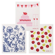 MOREJOY芬蘭抹布3p套組Love Cake + Siri + Lingonberry, 混色