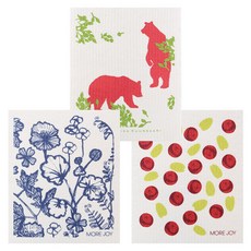 MOREJOY 芬蘭抹布 3p 套組 Bear + Siri + Lingonberry, 混色