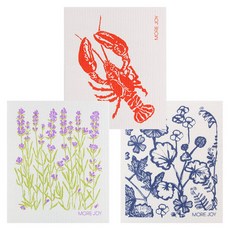 MOREJOY芬蘭抹布3p套組龍蝦+薰衣草+Siri, 混色