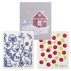 MOREJOY芬蘭抹布 3入組合 房子+Siri+越橘, 混色