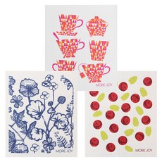 MOREJOY芬蘭抹布3p套組茶杯粉色+Siri+越橘, 混色