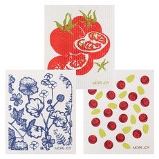 MOREJOY 芬蘭抹布 3p 套組番茄 + Siri + 越橘, 混色