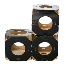 한발뚝딱 캣스크래쳐 라운드박스 3p 세트, 블랙, 1세트