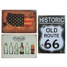 빈티지 틴액자 3p 세트, 미국 +올드루트66 + 콜라