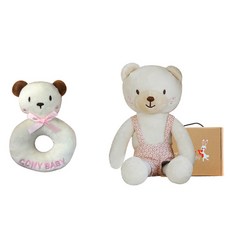 CONY BABY 小熊安撫娃娃+小熊搖鈴, 小熊搖鈴(象牙白)+小熊(象牙白)