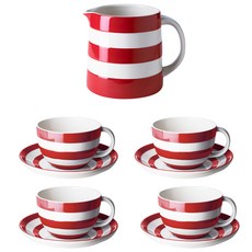 CORNISHWARE 4個咖啡杯茶具 C, 紅色的, 1套