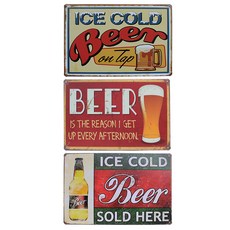 빈티지 틴액자 3p 세트, 비어온탑 + 레드비어 + 콜드비어