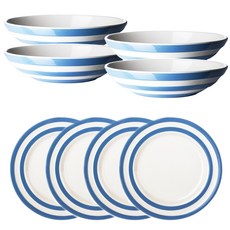 CORNISHWARE 藍色義大利麵餐具套組 4 F 10p, 1套, 意大利麵碗 4p + 鹽和胡椒套餐 + 午餐盤 4p