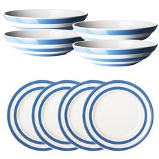 CORNISHWARE 4 E 8p 藍色義大利麵餐具套組, 1套, 午餐盤 4p + 意大利麵碗 4p
