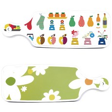 Roem Design 上菜砧板 2入 水果圖案組, 水果圖案, floral design白色連翹, 1套