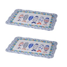 棉質水洗腳踏墊 2條組, 彩色魚