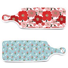 Loem 設計 紅山茶花 上菜砧板 2件組, 紅山茶花, 天藍色櫻桃, 1套