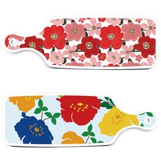 Loem 設計 紅山茶花上菜砧板 2件組, 紅山茶花, 菊花藍玉色, 1套