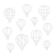 快樂熊鋸素描刺繡設計, 1個, 12個熱氣球