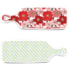 Loem 設計 紅山茶花 上菜砧板 2件組, 紅山茶花, 藍白斜紋, 1套