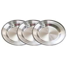 노마드 캠핑 스테인레스 캠핑 개별 접시 18cm, 실버, 3개