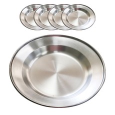노마드 캠핑 스테인레스 캠핑 개별 접시 18cm, 실버, 5개