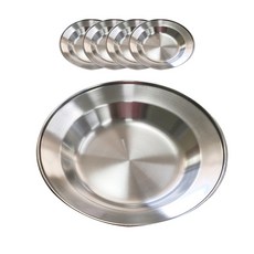 노마드 스테인레스 캠핑 개별식기 접시 16cm N-5500, 실버, 5개