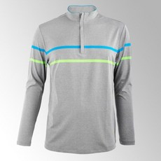 [LOTTOSPORT]男款基本條紋半拉鍊T恤 / LQAM-TLU75_ME 105 ME(C.GREY)