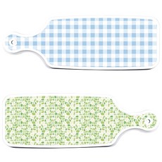 Roem Design 格紋粉藍色餐用砧板 2件組, 綠色方格,格紋粉藍色, 1套