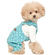 寵物圓點吊帶連身衣, 薄荷綠