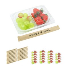 도나앤데코 미니 사각 두칸 샐러드 투명용기 20p + 크라프트 대나무젓가락 정성을 듬뿍 담았어요 20p, 1세트