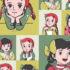 Kohas iD 紅髮安妮印花棉質布料, 石綠