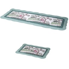 바이데코 순면 워싱 발매트 + 주방매트 세트, 숲속풍경