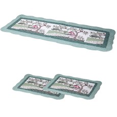 By deco 棉質水洗長型腳踏墊 2條+廚房地墊組, 森林風光