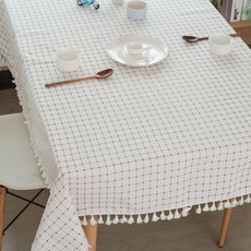 格紋亞麻桌巾, 類型 2, 90 x 90 厘米