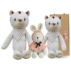 CONY BABY 安撫娃娃 白虎 40cm+小兔子 30cm+白虎 60cm+禮盒, 1組