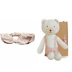 CONY BABY 小熊安撫娃娃 隨機出貨+粉色髮帶+禮盒, 1組