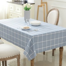 고급체크 방수식탁보, 블루격자, 90 x 90 cm, 1개