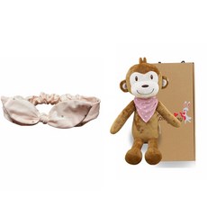 CONY BABY 猴子安撫娃娃 隨機出貨+粉色髮帶+禮盒, 1組