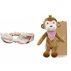 CONY BABY 猴子安撫娃娃 隨機出貨+粉色髮帶+禮盒, 1組