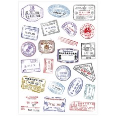 Partybok.com Visa 美簽大疆行李箱貼紙 23件組 STST0009, 混合顏色, 1套
