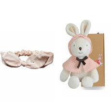 CONY BABY 兔子安撫娃娃+粉色髮帶+禮盒, 1組