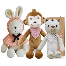 CONY BABY 安撫娃娃 白虎 40cm+猴子 60cm+兔子 60cm+禮盒, 1組