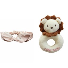 CONY BABY 髮帶 粉紅色+獅子玩偶搖鈴, 1組