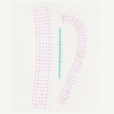 크로바 곡선자 + 미니자 세트, 혼합 색상, 1개