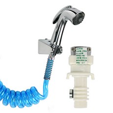 YNET 手柄式馬桶花灑金屬軟管 2.5M +離子水過濾器+手套組 水藍色, 1套