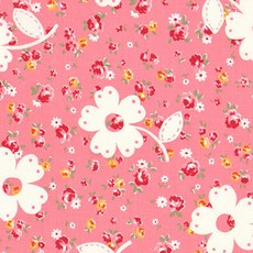 YUWA Matsuyama 30s 白色花朵布料, 粉色的