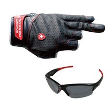 Monkross 3段式釣魚手套 GN-301B+新韓光學太陽眼鏡 SH7040, 混色，黑煙銀塗層