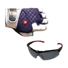 Monkross 5片釣魚手套 GG-501N+新韓光學太陽眼鏡 SH7050, 混色，黑煙銀塗層