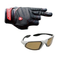 Monkross 3段式釣魚手套 GN-301B+新韓光學太陽眼鏡 SH3054, 混色，白棕