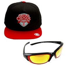 Moncross 後扣棒球帽 MMY-501 + Shinhan Optical 運動太陽眼鏡 SH7044, 後扣棒球帽(紅色), 太陽眼鏡(Black Smoke Yellow Coating), 1個