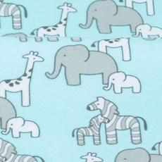 Robert Kaufman棉質法蘭絨Little Safari動物布料, 水色