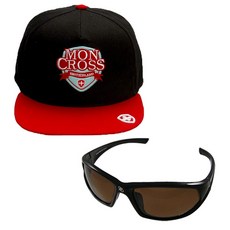 Moncross 棒球帽 MMY-501 + 新韓光學 運動太陽眼鏡 SH7045, 棒球帽(紅色), 太陽眼鏡(黑棕色塗層)