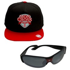Moncross 後扣帽 MMY-501 + 新韓光學 運動太陽眼鏡 SH3040, 後扣帽(紅色), 太陽眼鏡(Black Smoke Silver Coating)