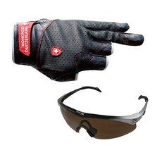 Monkross 3段式釣魚手套 GN-301B+SHINGANG光学太陽眼鏡 SH7028, 混色，黑灰棕
